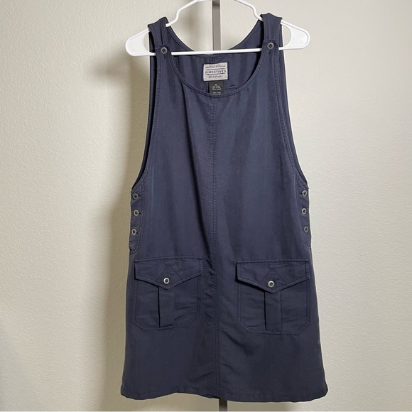 Authentic & Original Directives Overall Sleeveless Dress Navy Lyocell Y2K Medium - Picture 6 of 14